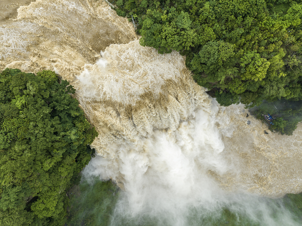 This photo taken on July 4, 2023 shows Huangguoshu Waterfall in Anshun, southwest China's Guizhou Province. /CFP