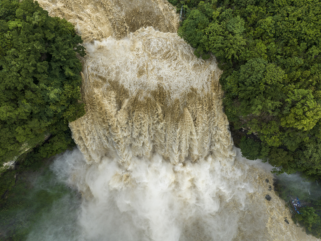 This photo taken on July 4, 2023 shows Huangguoshu Waterfall in Anshun, southwest China's Guizhou Province. /CFP