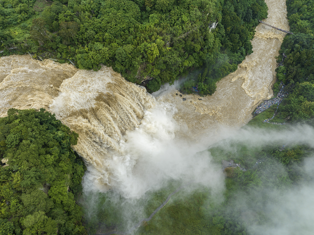 This photo taken on July 4, 2023 shows Huangguoshu Waterfall in Anshun, southwest China's Guizhou Province. /CFP