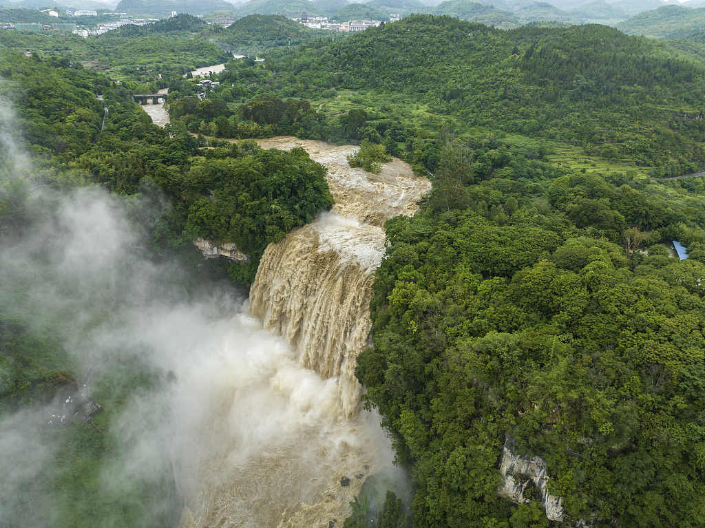 This photo taken on July 4, 2023 shows Huangguoshu Waterfall in Anshun, southwest China's Guizhou Province. /CFP