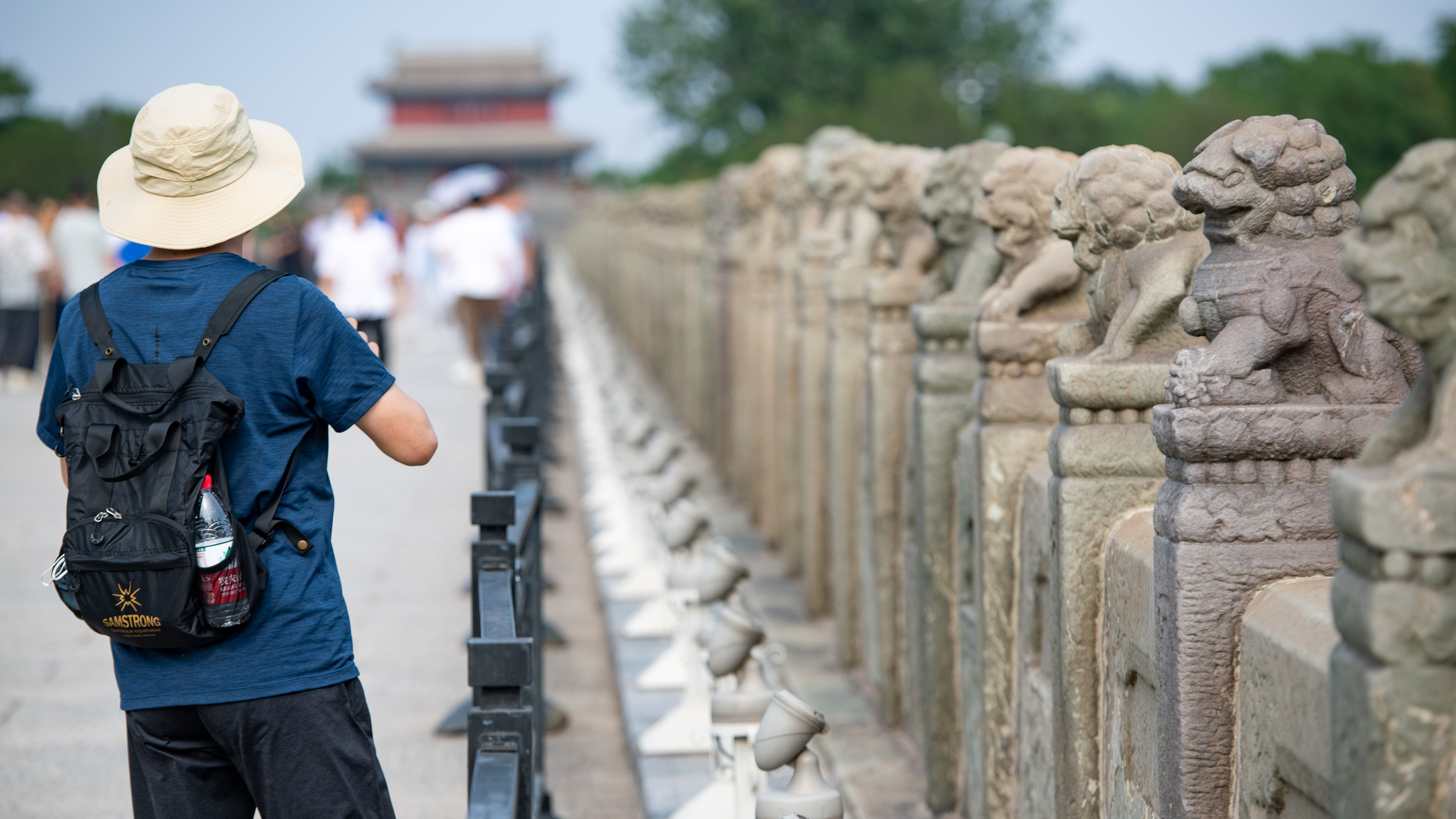 Visitors at the Lugou Bridge, Beijing, China, July 2, 2023. /CFP