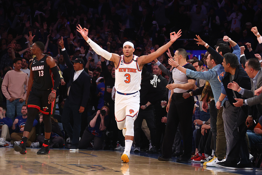 Josh Hart (#3) of the New York Knicks will play for USA in the 2023 FIBA Basketball World Cup. /CFP