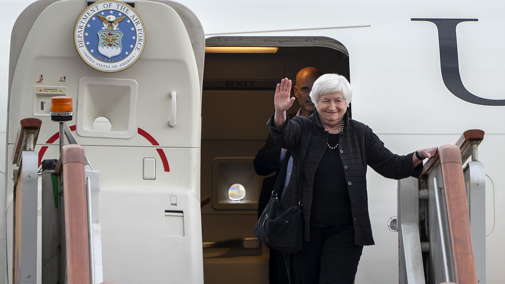U.S. Treasury Secretary Janet Yellen arrives at Beijing Capital International Airport, China, July 6, 2023. /CFP