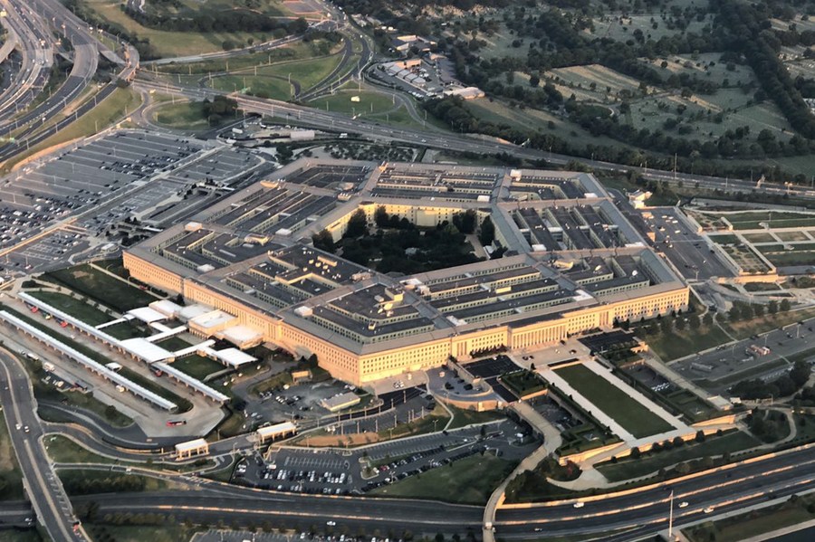 A file photo shows the Pentagon seen from an airplane over Washington, D.C., the United States, July 11, 2018. /Xinhua