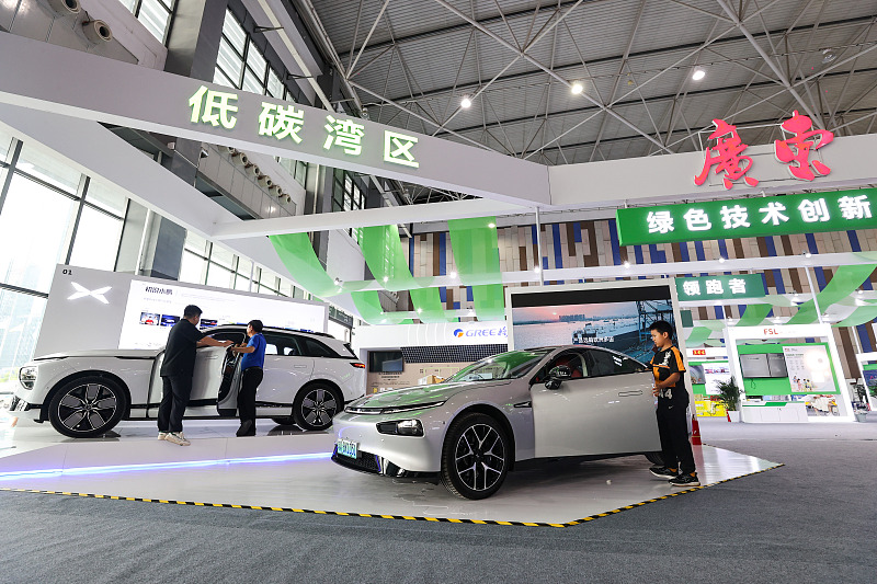 New energy vehicles on display at an exhibition that is a part of the Eco Forum Global Guiyang 2023 activities in Guiyang City, southwest China's Guizhou Province, July 9, 2023. /CFP
