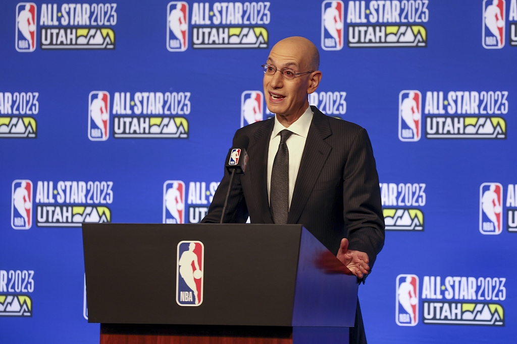 NBA Commissioner Adam Silver speaks at the press conference ahead of the All-Star Game at Vivint Arena in Salt Lake City, Utah, February 18, 2023. /CFP