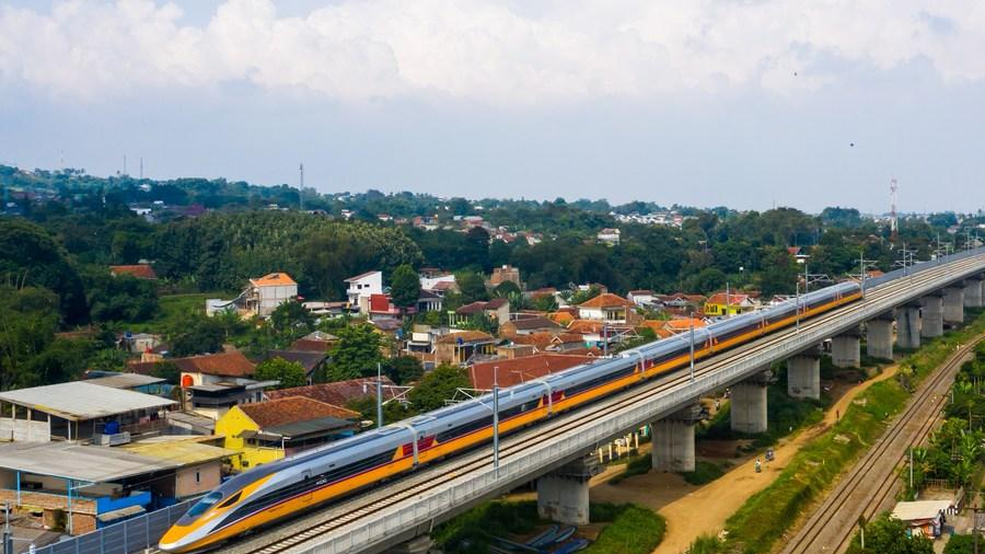 A comprehensive inspection train running along the Jakarta-Bandung High-Speed Railway in Indonesia, May 22, 2023. /Xinhua