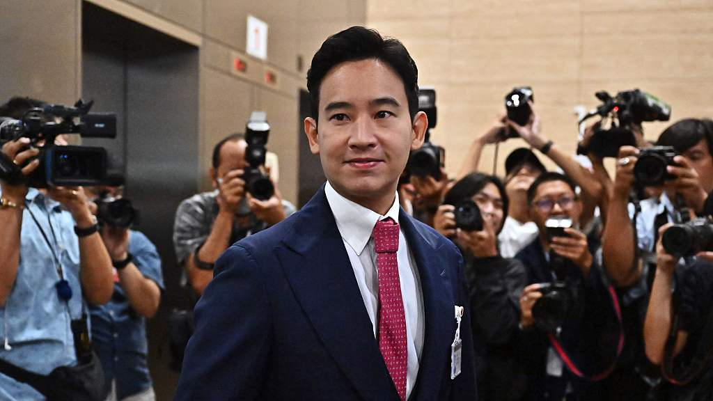 Move Forward party leader and prime minister candidate Pita Limjaroenrat arrives at the Thai Parliament before the house speaker vote in Bangkok on July 4, 2023. /CFP