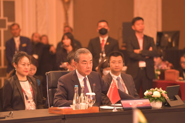Wang Yi, director of the Office of the Foreign Affairs Commission of the CPC Central Committee, speaks at the ASEAN-China Foreign Ministers' Meeting in Jakarta, Indonesia, July 13, 2023. /Chinese Foreign Ministry