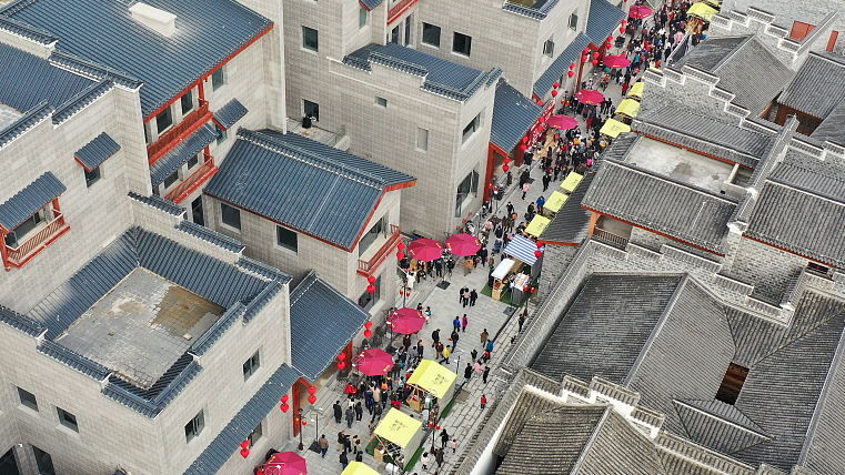 An aerial photo shows a panorama of the Wanshou Palace Historical and Cultural Block in Nanchang, Jiangxi Province. /CFP
