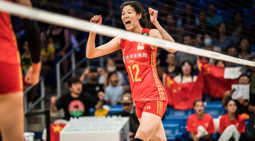 China's Li Yingying during the quarterfinals of the Volleyball Nations League at the College Park Center in Arlington, the United States, July 13, 2023. /CFP