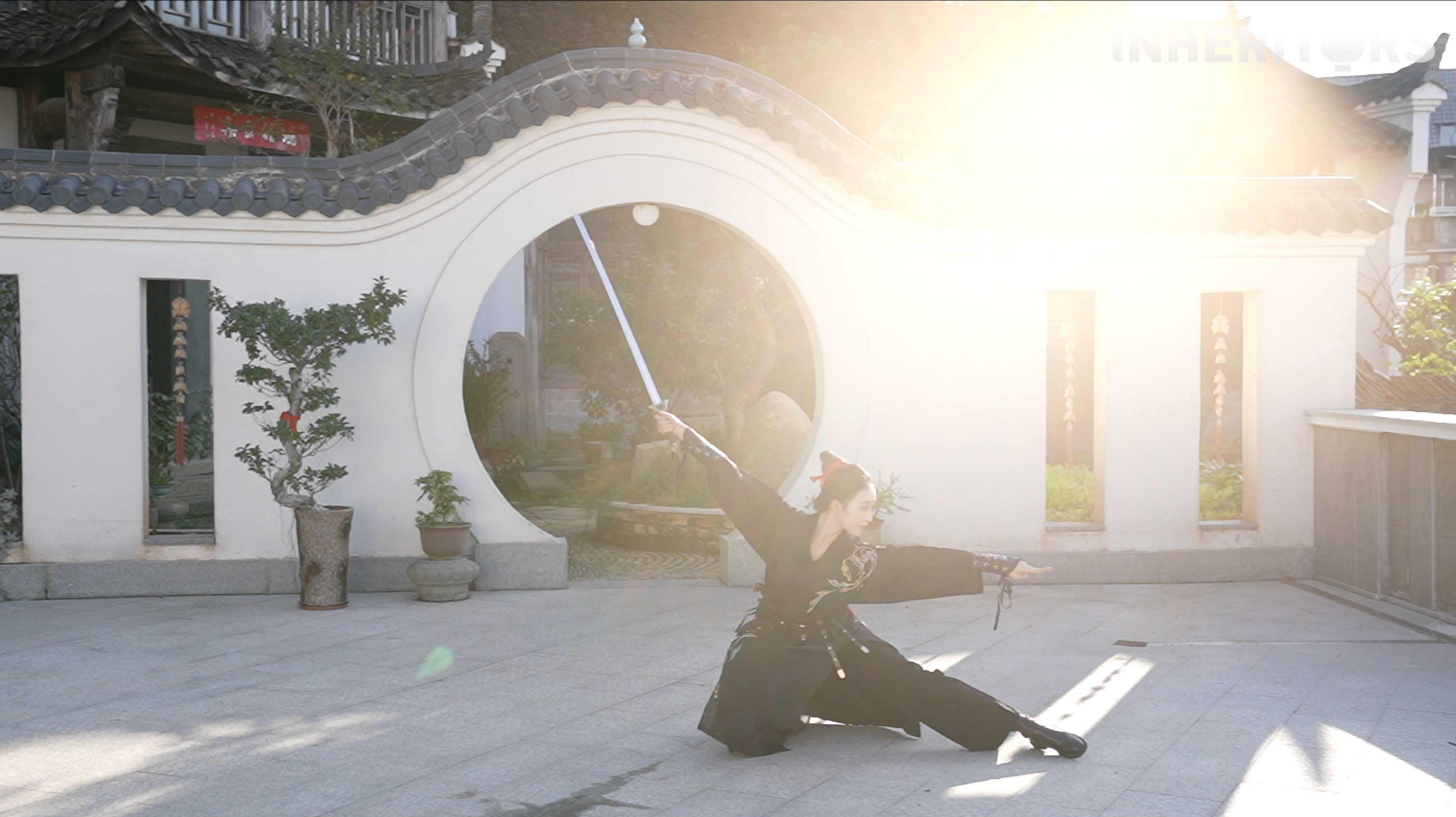 A woman performs a sword dance in Longquan, east China's Zhejiang province in this undated photo. /CGTN