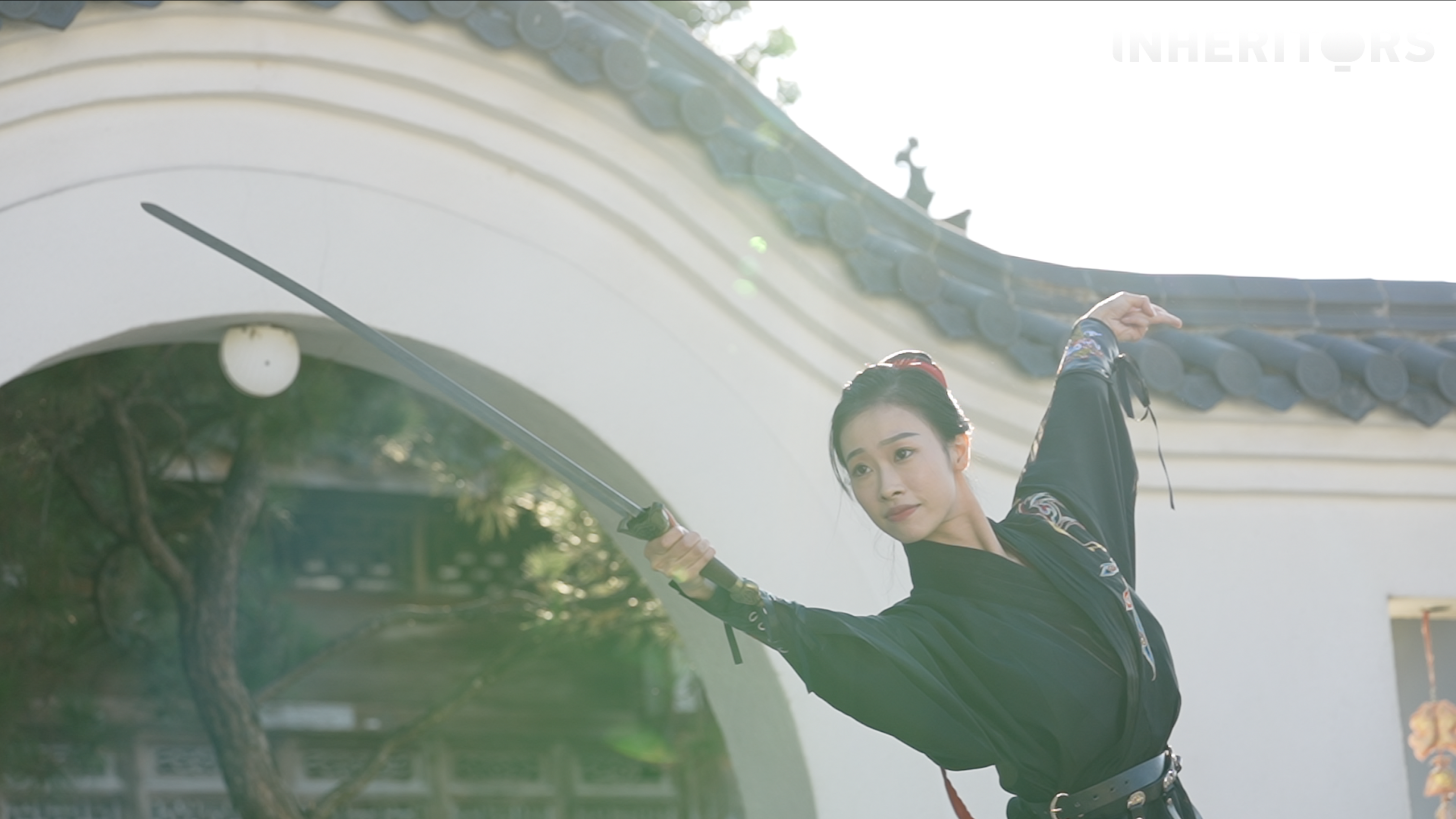 A woman performs a sword dance in Longquan, east China's Zhejiang province in this undated photo. /CGTN