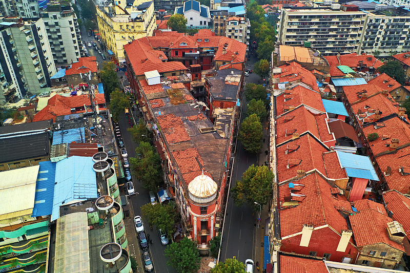 An aerial shot shows a panorama of the historical and cultural block of Lihuangpi Road in Wuhan, Hubei Province. /CFP