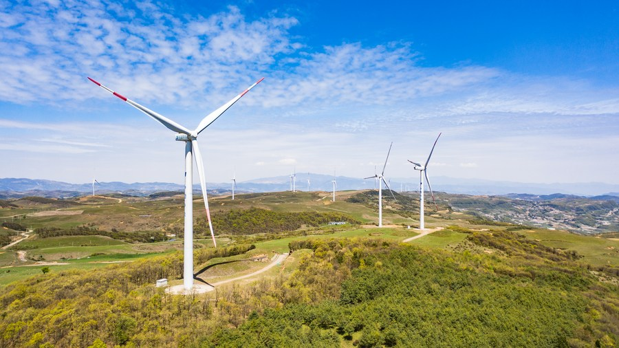 Wind turbines in Weining County, southwest China's Guizhou Province, April 27, 2022. /Xinhua