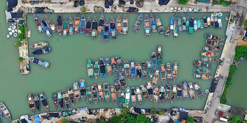 Ships returned to port at Haikou, south China's Hainan Province, July 16, 2023. /CFP
