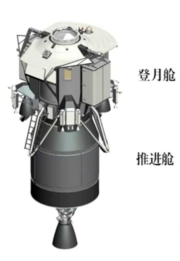 月球着陆器和推进部分示意图。  /中国载人航天工程办公室