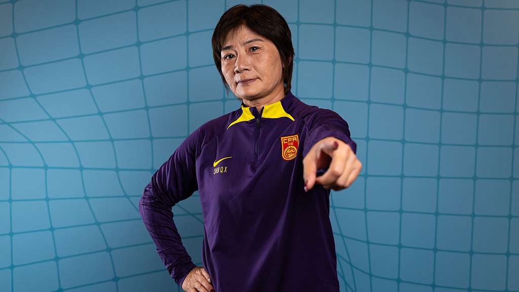 China head coach Shui Qingxia poses for a photo during the Women's World Cup portrait session in Adelaide, Australia, July 18, 2023. /CFP