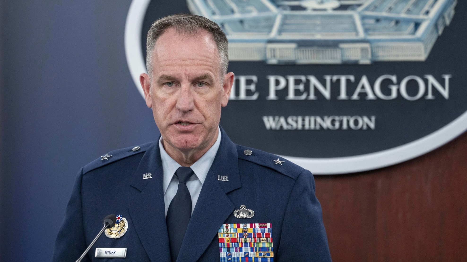 Pentagon spokesman U.S. Air Force Brigadier General Patrick Ryder speaks during a media briefing at the Pentagon in Washington, D.C., U.S., July 6, 2023. /AP