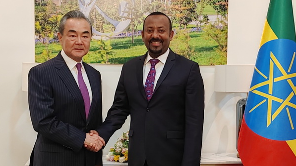 Ethiopian Prime Minister Abiy Ahmed Ali (R) meets with Wang Yi, director of the Office of the Foreign Affairs Commission of the CPC Central Committee, Addis Ababa, Ethiopia, July 21, 2023. /Chinese Foreign Ministry