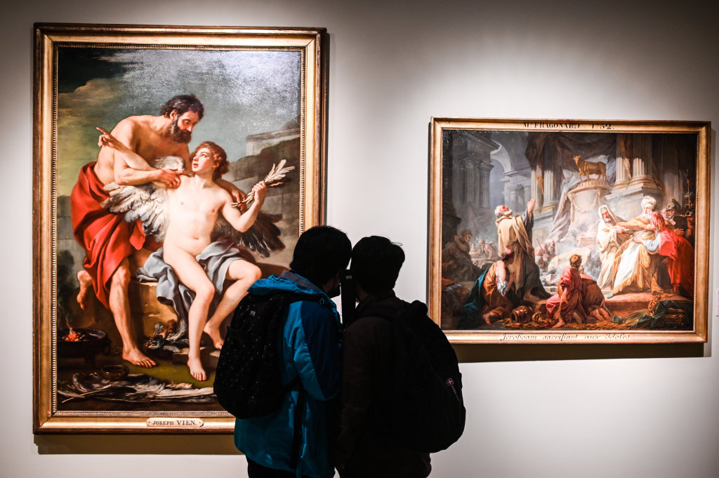 A photo taken on November 27, 2019 shows works from the École Nationale Supérieure des Beaux-Arts de Paris on display at the Shanghai Museum. /CFP