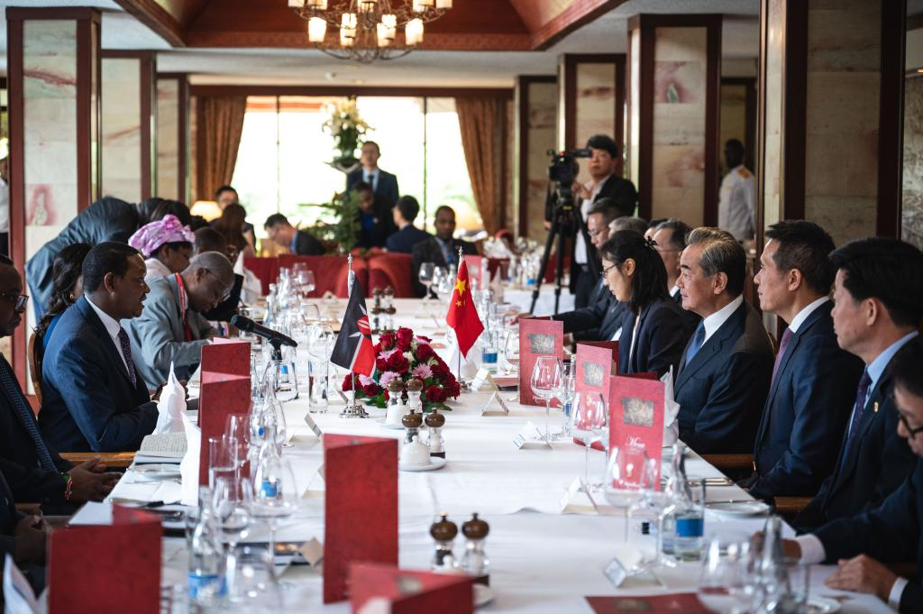 Wang Yi, director of the Office of the Foreign Affairs Commission of the CPC Central Committee, meets with Alfred Mutua, cabinet secretary for foreign and diaspora affairs of Kenya, in Nairobi, Kenya, July 22. /Xinhua