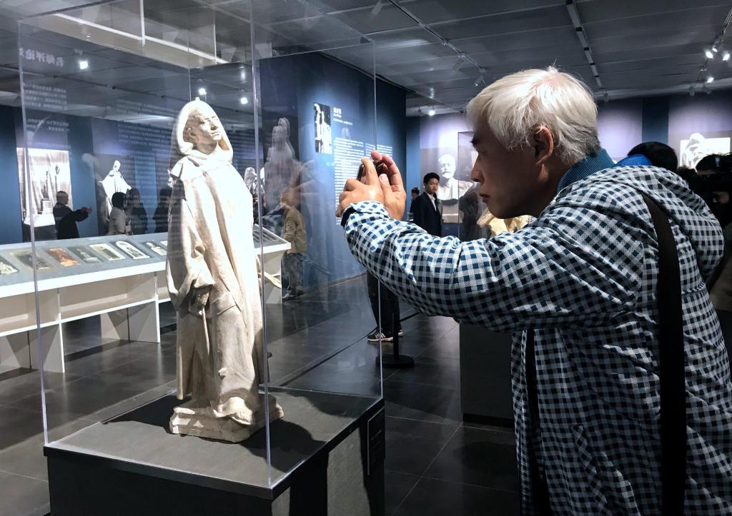 Five of French artist Jean Boucher's sculptures are seen on display at a museum in Changsha, Hunan on November 5, 2019. /CFP