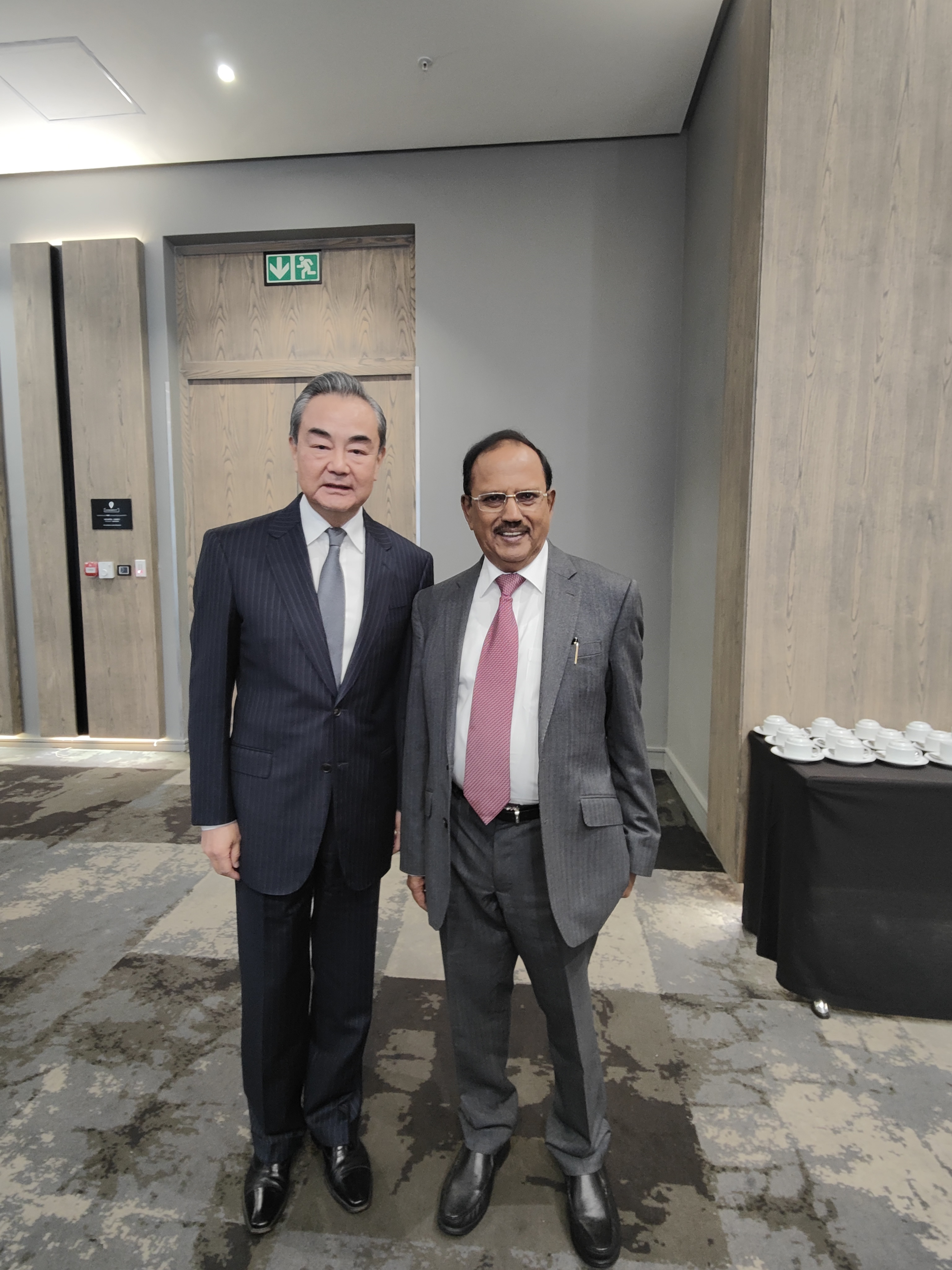 Wang Yi, Director of the Office of the Foreign Affairs Commission of the Communist Party of China Central Committee, meets with Indian National Security Advisor Ajit Doval in Johannesburg, South Africa, July 24, 2023. /Chinese Foreign Ministry