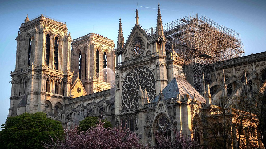 Notre Dame Cathedral in seen in the aftermath of the huge fire on April 17, 2019. /CFP