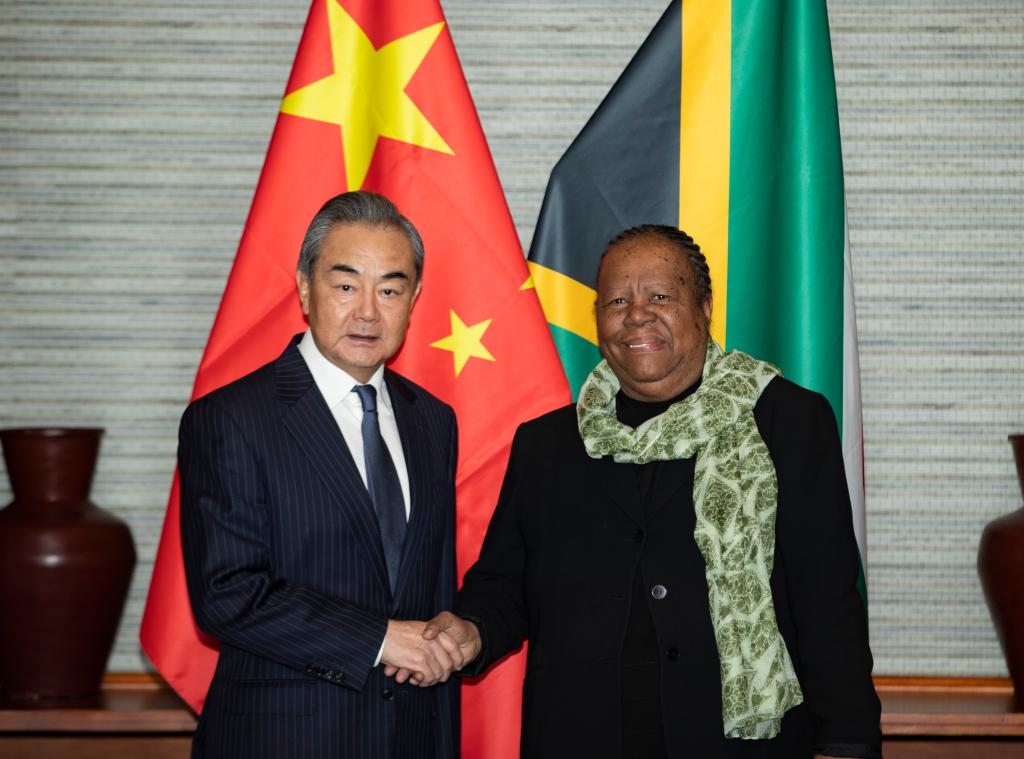 Wang Yi (L), director of the Office of the Communist Party of China Central Commission for Foreign Affairs, meets with South Africa's Minister of International Relations and Cooperation Naledi Pandor in Johannesburg, South Africa, July 24, 2023. /Xinhua