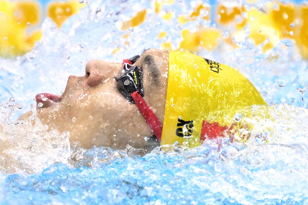 China's Xu Jiayu during the final of the men's 100m backstroke event during the World Aquatics Championships in Fukuoka, Japan, July 25, 2023. /CFP