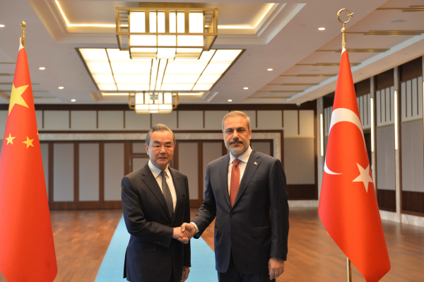 Wang Yi (L), director of the Office of the Foreign Affairs Commission of the Communist Party of China Central Committee, meets Turkish Foreign Minister Hakan Fidan in Ankara, Türkiye, July 26, 2023. /Chinese Foreign Ministry