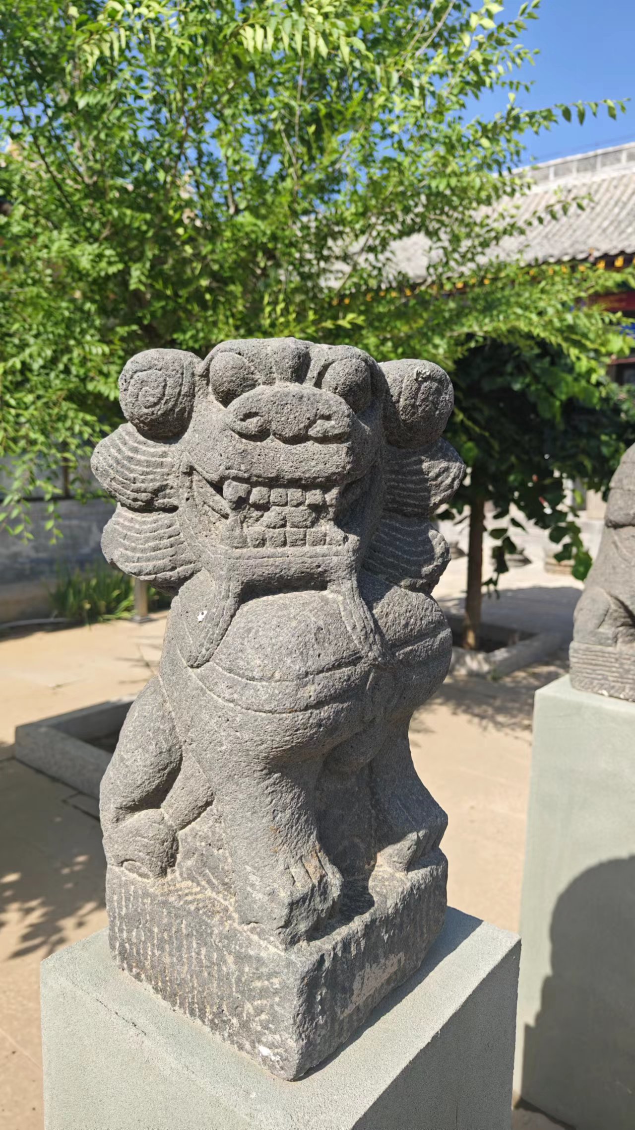 This undated photo shows a stone lion in north China's Inner Mongolia Autonomous Region. /CGTN