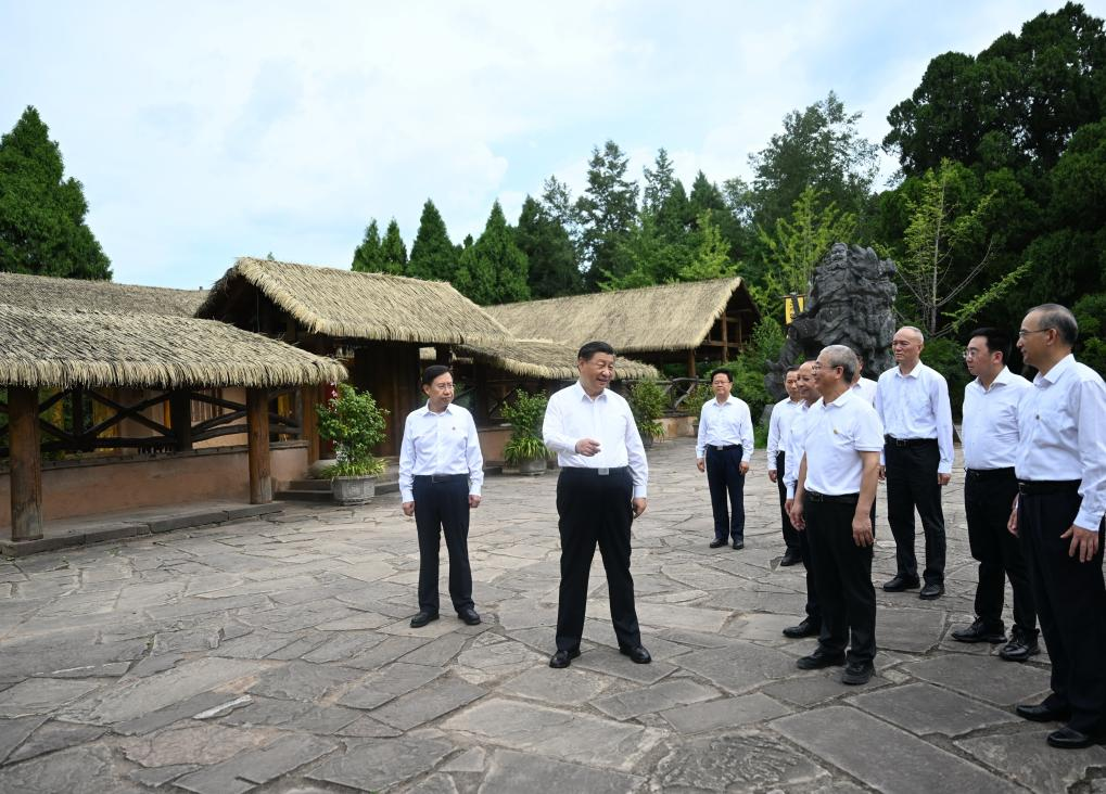 General Secretary of the Communist Party of China Central Committee Xi Jinping, also Chinese president and chairman of the Central Military Commission, visits the site of a section of an ancient road system known as 