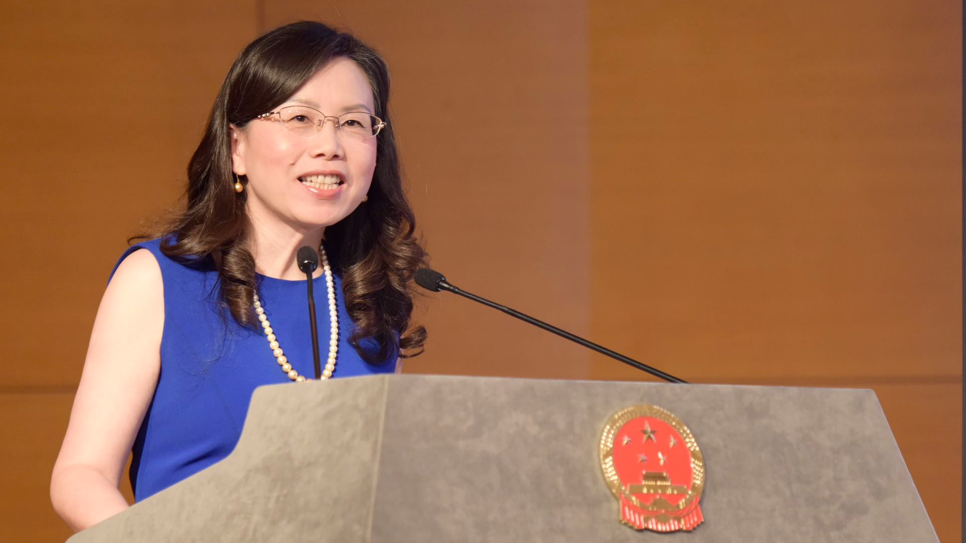 Xu Xueyuan, minister of the Chinese Embassy in the U.S., delivers a speech at a cultural event hosted by the embassy, July 27, 2023. /Chinese Embassy in U.S.