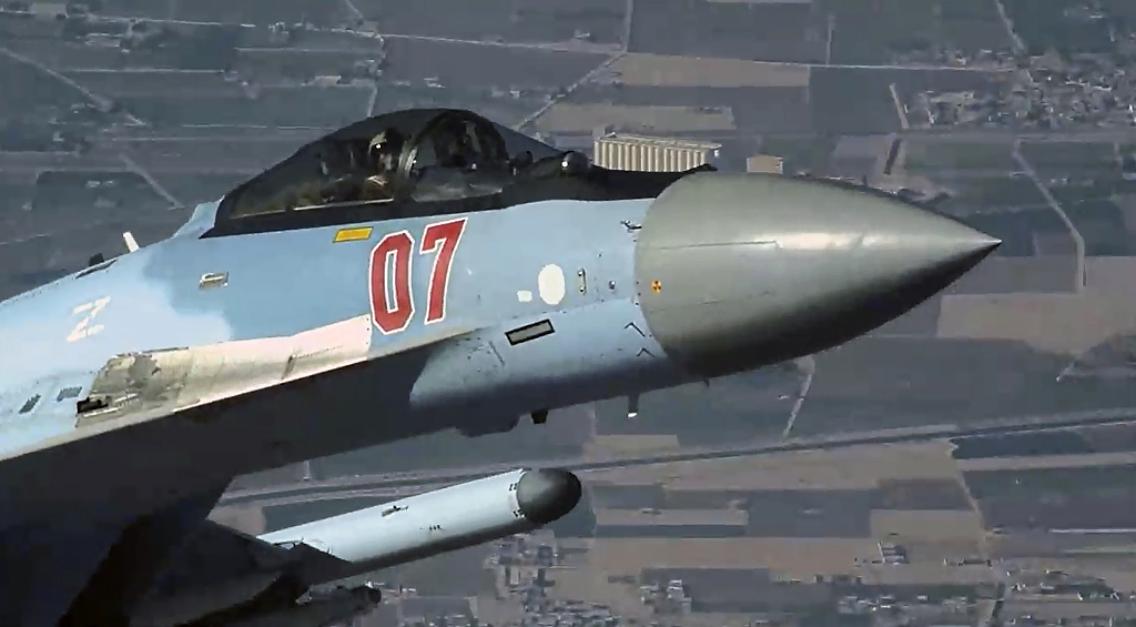 This image from video released by the U.S. Air Force shows a Russian fighter jet over Syria, July 23, 2023. /CFP