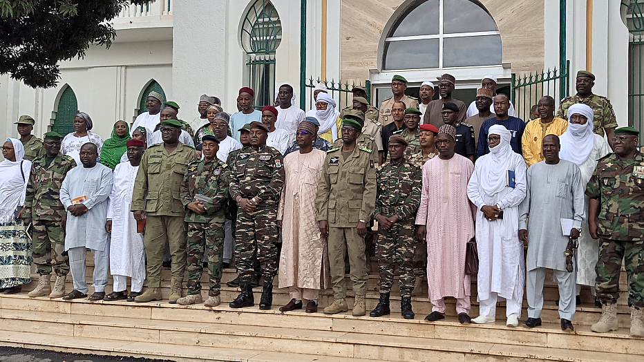 Abdourahmane Tchiani and other army commanders hold a meeting in Niamey, the capital of Niger, July 28, 2023. /CFP