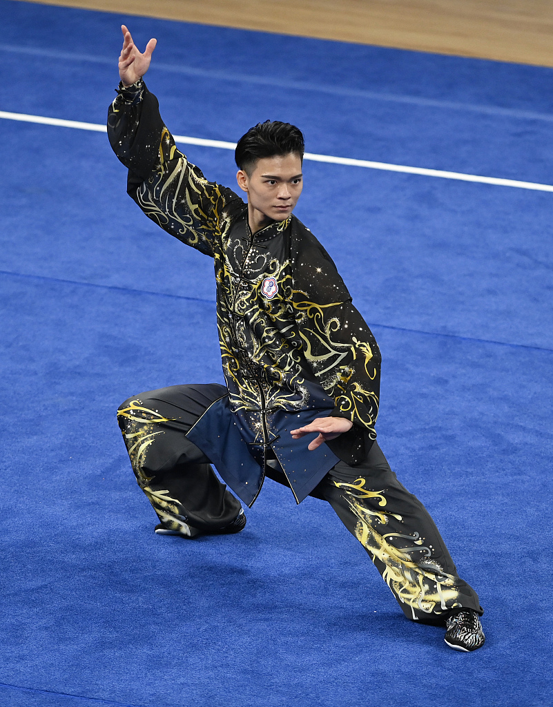 Sun Chia-hung of Chinese Taipei competes in the Wushu men's Taijiquan event at the World University Games in Chengdu, China, July 30, 2023. /CFP