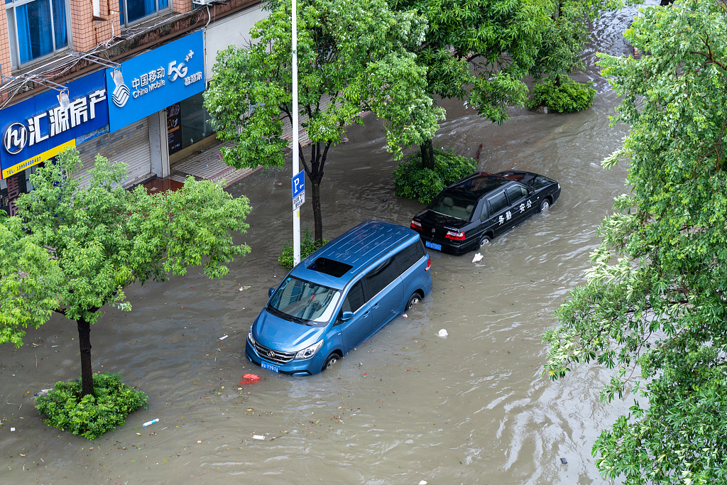 Typhoon Doksuri triggered water-logging in Fuzhou City, east China's Fujian Province on July 29, 2023. /VCG
