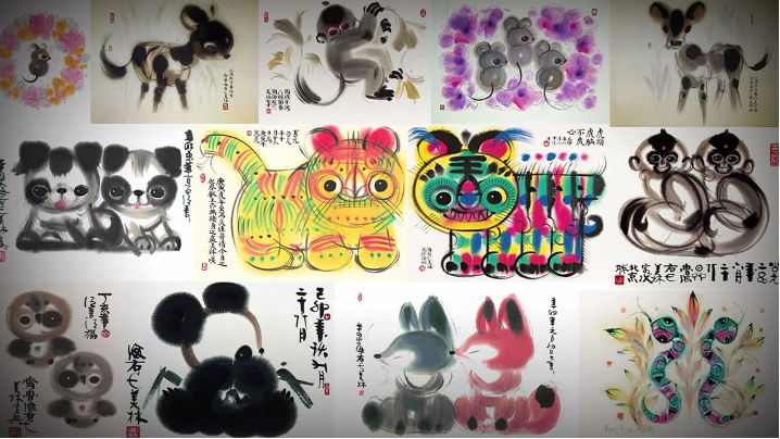 The screenshot shows some of Han Meilin's artworks. /CGTN