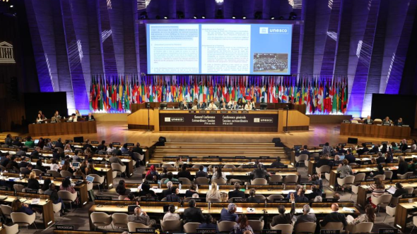 An Extraordinary Session of the General Conference of the United Nations Educational, Scientific and Cultural Organization (UNESCO) is held in Paris, France, June 30, 2023. /Xinhua