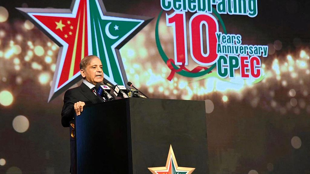 Pakistan's Prime Minister Shehbaz Sharif addresses a ceremony to celebrate the 10th anniversary of China-Pakistan Economic Corridor in Islamabad, Pakistan, July 31, 2023./CFP