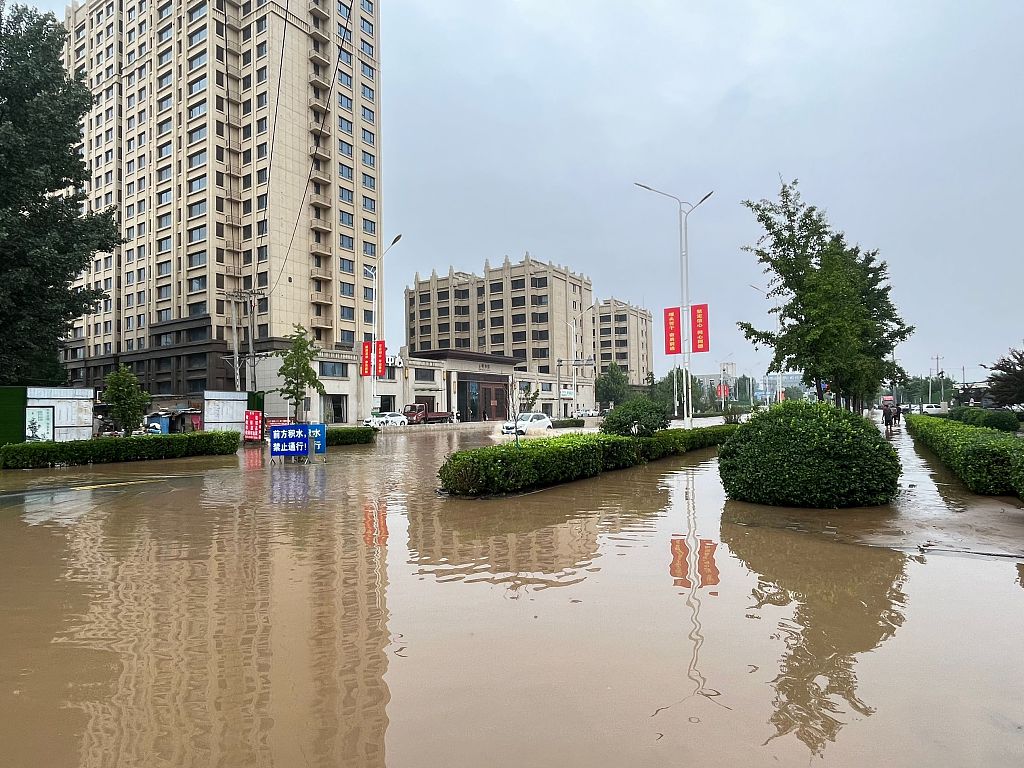 Flooded Zhuozhou City after heavy rain. /CFP