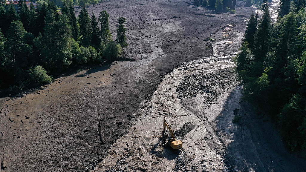 An aerial view of the site of a landslide in the Racha region, Georgia, August 4, 2023./ CFP