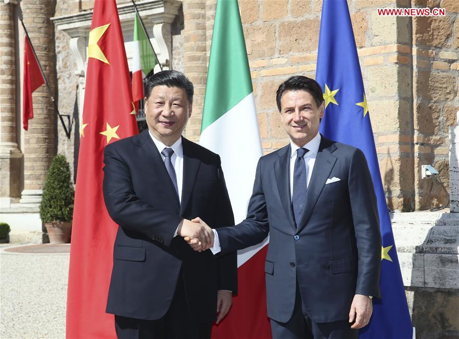 Chinese President Xi Jinping and Italian Prime Minister Giuseppe Conte hold talks in Rome, Italy, March 23, 2019. /Xinhua