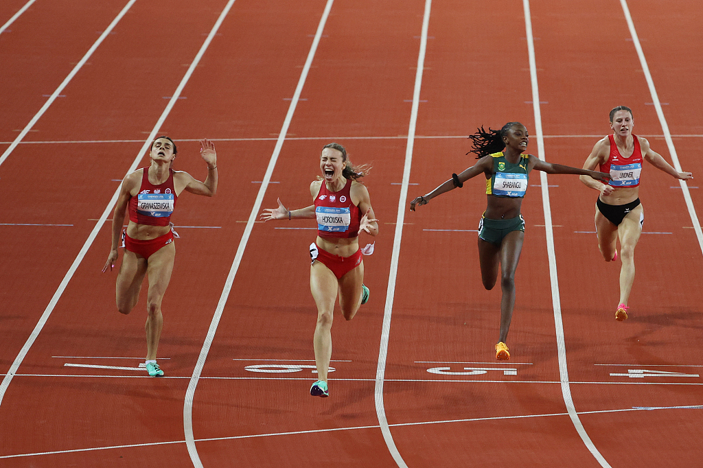 Nikola Horowska (2nd L) of Poland wins the women's 200m final during the World University Games in Chengdu, China, August 4, 2023. /CFP