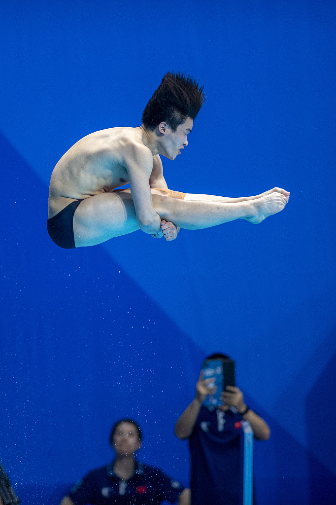 Tai Xiaohu of China competes in the diving men's 1m springboard final at the World University Games in Chengdu, China, August 5, 2023. /CFP