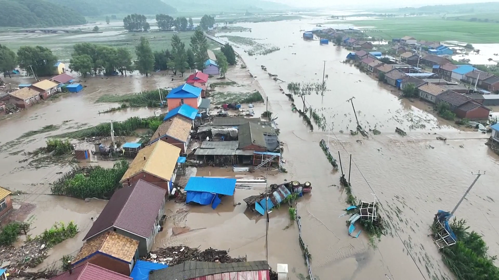 Villages and farmlands inundated by floods in Shulan City, northeast China's Jilin Province, August 4. /CFP