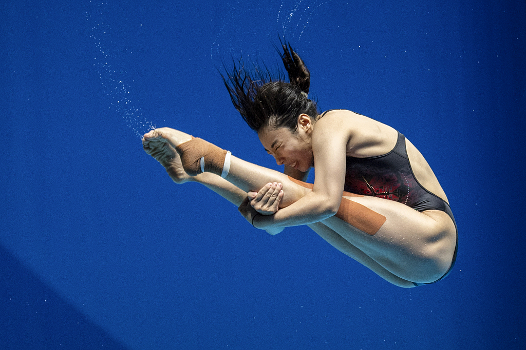 Yang Ruilin of China competes in the women's 3m springboard final at the World University Games in Chengdu, China, August 6, 2023. /CFP