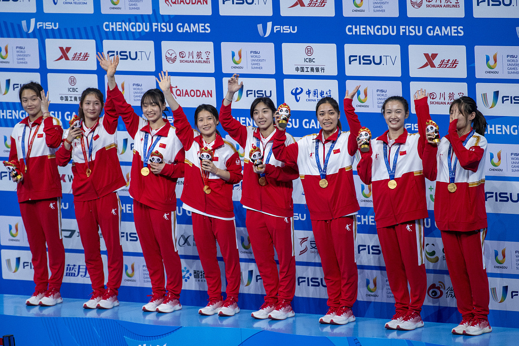 Female divers of China at the World University Games in Chengdu, China, August 7, 2023. /CFP